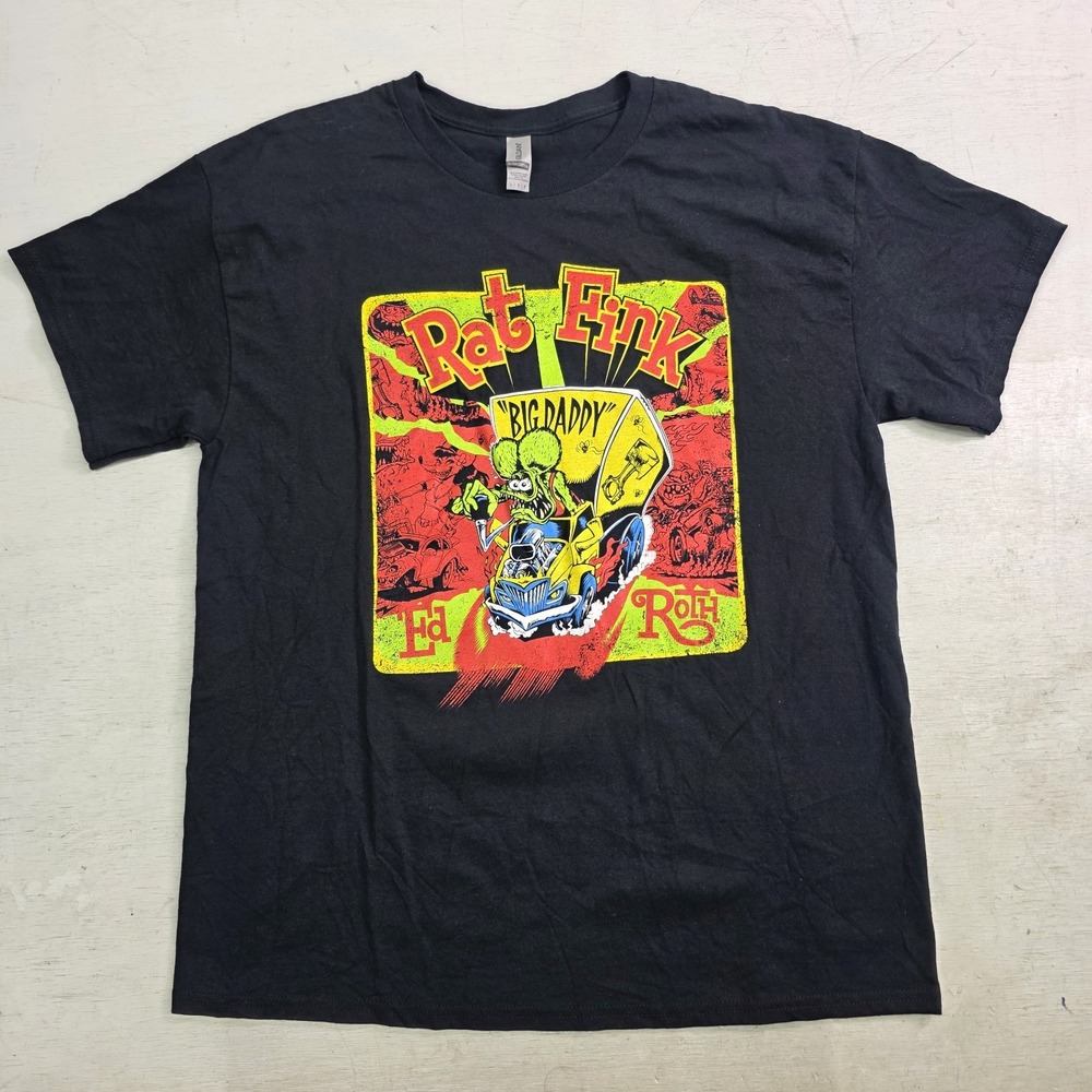 Rat Fink Ed Roth Big Daddy Hot Rod T-Shirt Mens L Kustom Kulture Graphic EUC